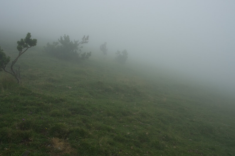 mistige bergpas in spaanse pyreneeën